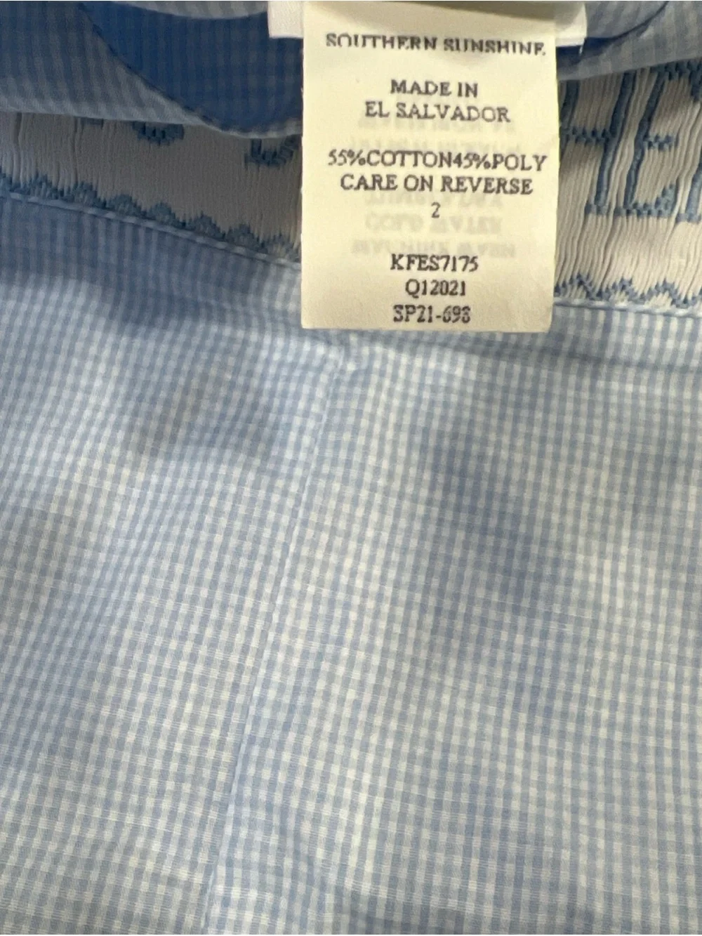 Southern Sunshine Big Brother Smocked Blue Gingham Jon Jon One Piece Romper 2T